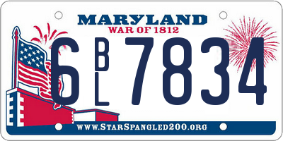 MD license plate 6BL7834