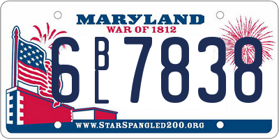 MD license plate 6BL7838