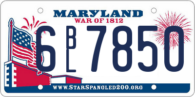 MD license plate 6BL7850