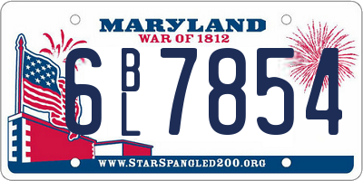 MD license plate 6BL7854