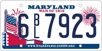 MD license plate 6BL7923