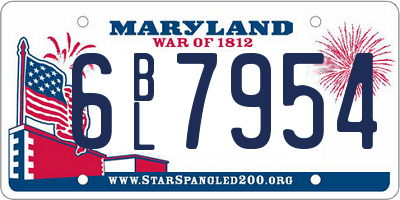 MD license plate 6BL7954