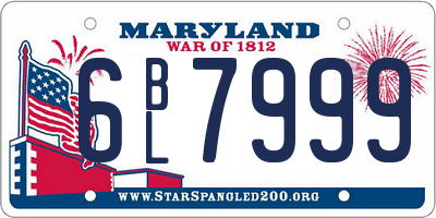 MD license plate 6BL7999