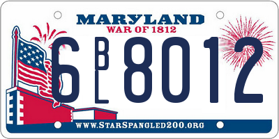 MD license plate 6BL8012
