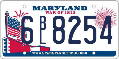 MD license plate 6BL8254