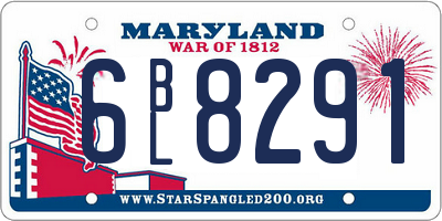 MD license plate 6BL8291