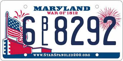 MD license plate 6BL8292