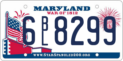MD license plate 6BL8299