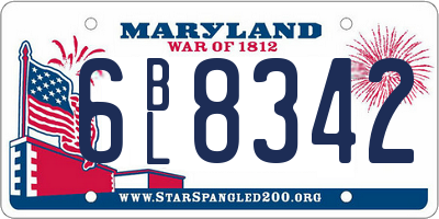 MD license plate 6BL8342