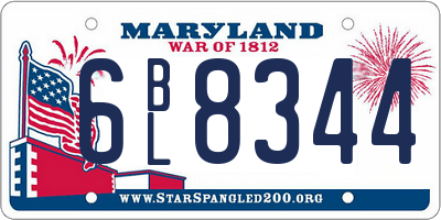 MD license plate 6BL8344