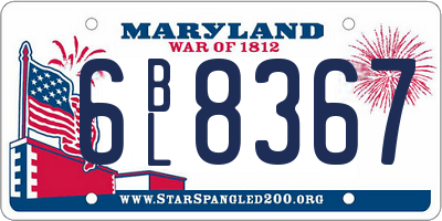 MD license plate 6BL8367