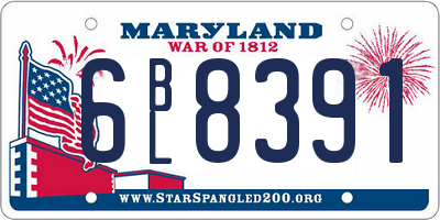 MD license plate 6BL8391