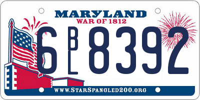 MD license plate 6BL8392