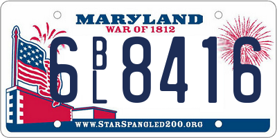 MD license plate 6BL8416
