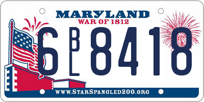 MD license plate 6BL8418
