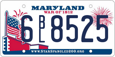 MD license plate 6BL8525