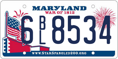 MD license plate 6BL8534