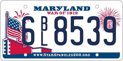 MD license plate 6BL8539