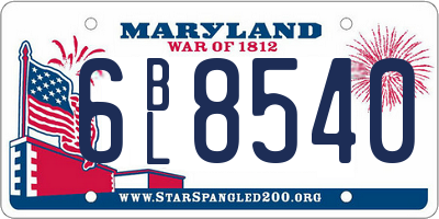 MD license plate 6BL8540