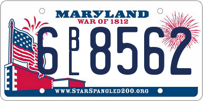 MD license plate 6BL8562
