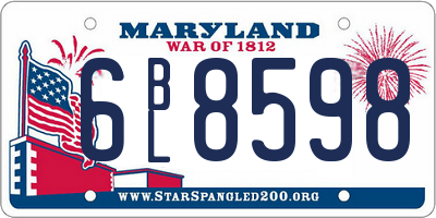 MD license plate 6BL8598