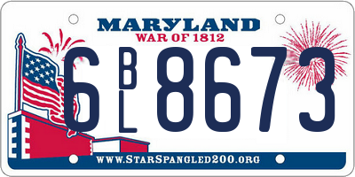 MD license plate 6BL8673