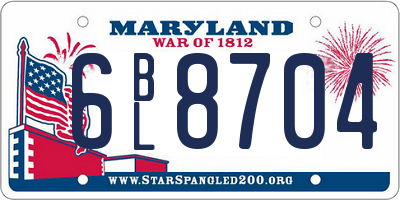 MD license plate 6BL8704