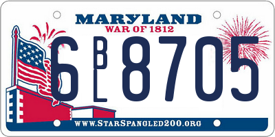 MD license plate 6BL8705