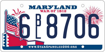 MD license plate 6BL8706