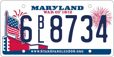 MD license plate 6BL8734