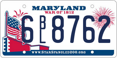 MD license plate 6BL8762