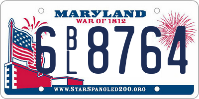 MD license plate 6BL8764