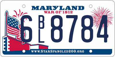 MD license plate 6BL8784