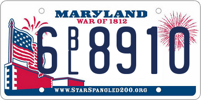 MD license plate 6BL8910
