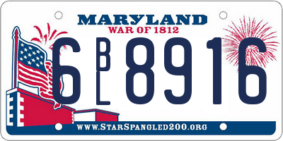 MD license plate 6BL8916