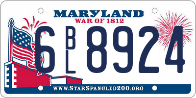 MD license plate 6BL8924