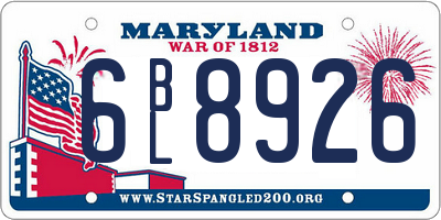 MD license plate 6BL8926