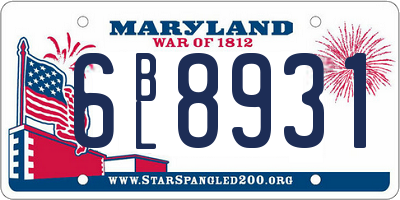 MD license plate 6BL8931