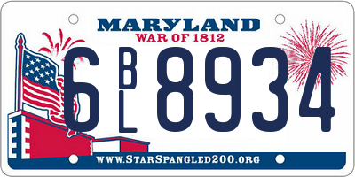 MD license plate 6BL8934
