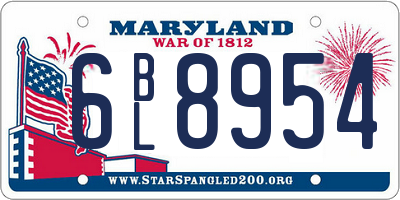 MD license plate 6BL8954