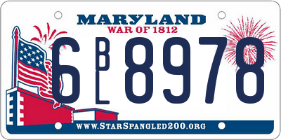 MD license plate 6BL8978