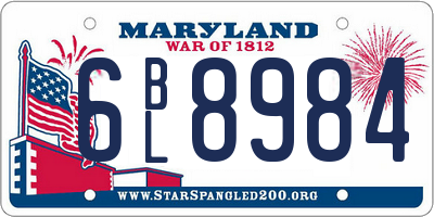 MD license plate 6BL8984