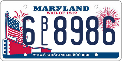 MD license plate 6BL8986