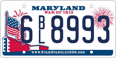 MD license plate 6BL8993