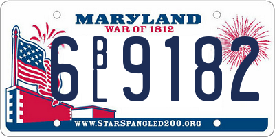 MD license plate 6BL9182