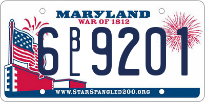 MD license plate 6BL9201