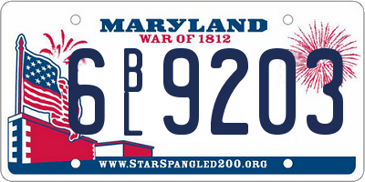 MD license plate 6BL9203