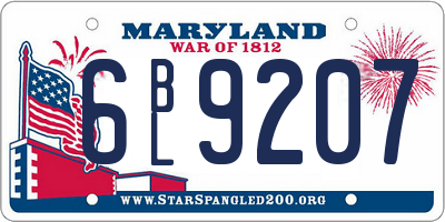 MD license plate 6BL9207