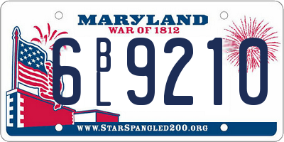 MD license plate 6BL9210