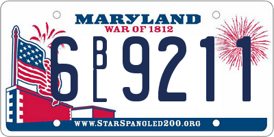 MD license plate 6BL9211